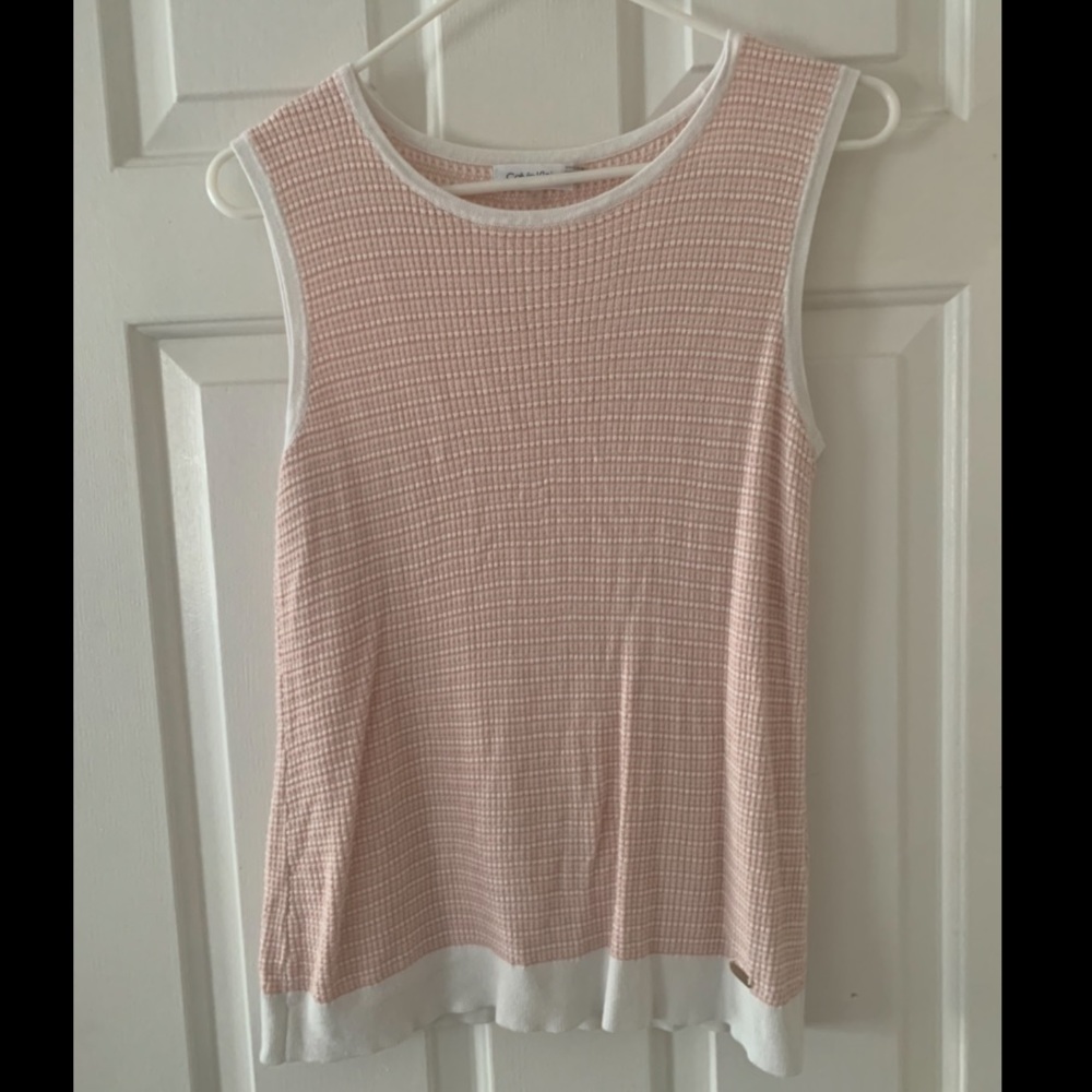 Calvin Klein pink and white striped top